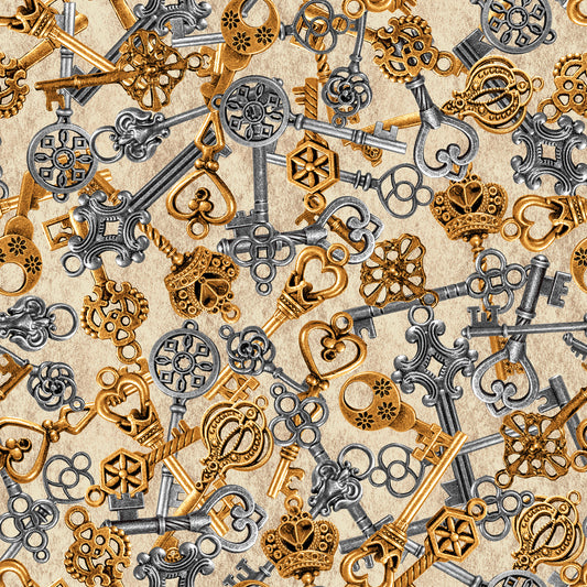 Alternative Age by Urban Essence Keys Parchment    2320-41 Cotton Woven Fabric