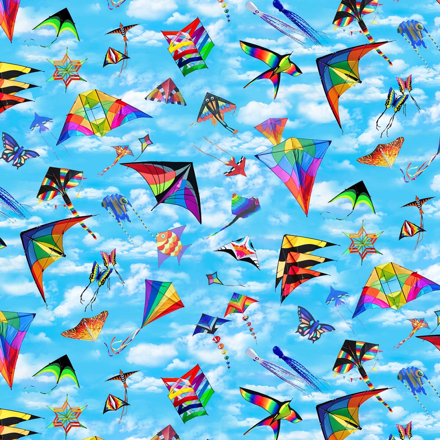 In Motion Kites Blue    666E-BLUE Cotton Woven Fabric