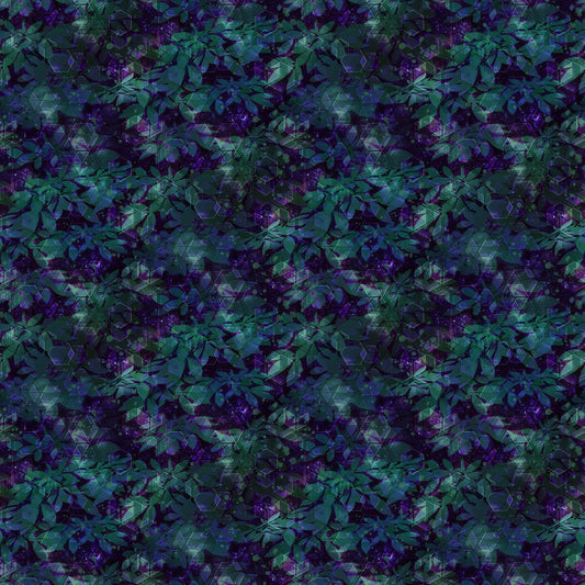 Night Vision Digital by Simon Jaiduk Leaves Teal DP25093-68 Cotton Woven Fabric