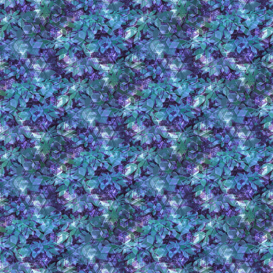 Night Vision Digital by Simon Jaiduk Leaves Turquoise DP25093-64 Cotton Woven Fabric