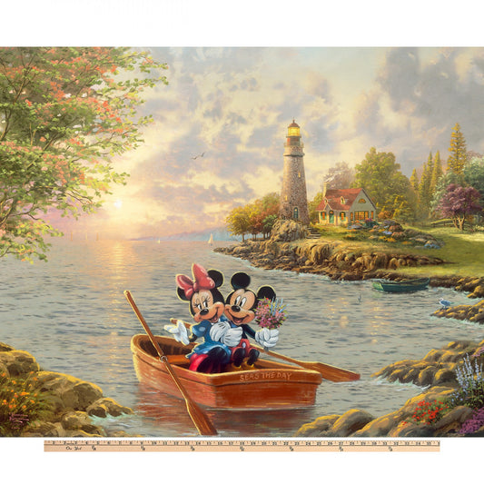 LIcensed Disney Dreams Collection 6 by Thomas Kinkade Collection 36" Panel Lighthouse Cove Digital  DS21001C1 Cotton Woven Panel