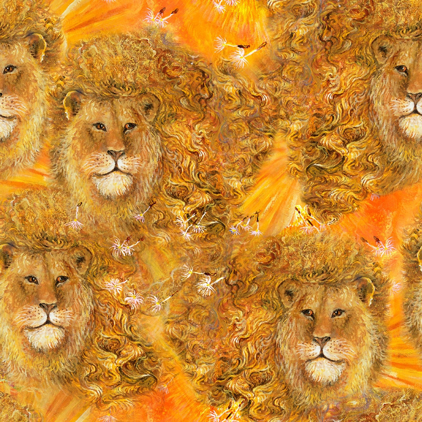 World of Wonder by Josephine Wall Lion Gold    18683-GLD Cotton Woven Fabric