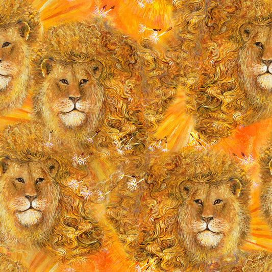 World of Wonder by Josephine Wall Lion Gold 18683-GLD Cotton Woven Fabric