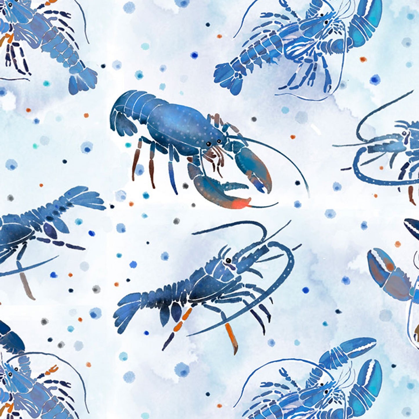 Ocean Blue  Ocean Blue Lobsters White  CD1301-WHITE Cotton Woven Fabric