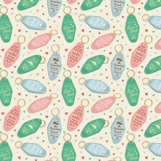 Licensed Valentine's Day II Love Keys in Cream 82210701-01 Cotton Woven Fabric