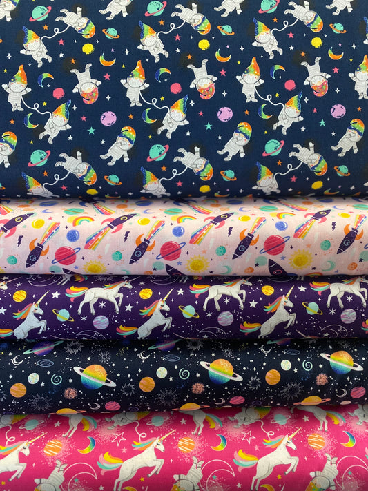 Magical Space Space Gnomes Navy    50211001-01 Cotton Woven Fabric