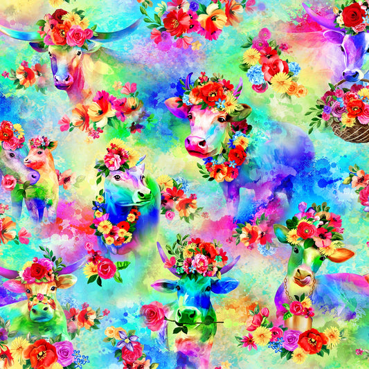 Cosmic Cows Digitally Printed Main 594721 Cotton Woven Fabric