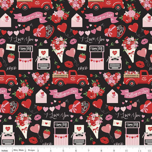 Falling in Love by Dani Mogstad Main Black C11280-BLACK Cotton Woven Fabric