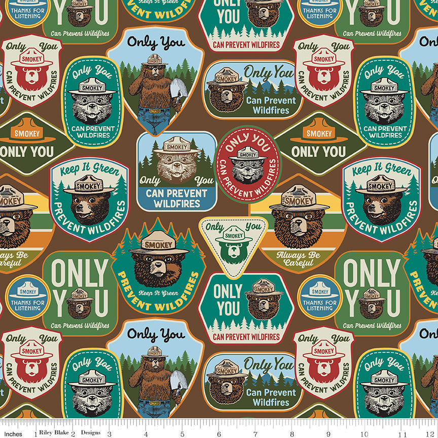 Only You Licensed Smokey Bear Main Brown    C14640-BROWN Cotton Woven Fabric