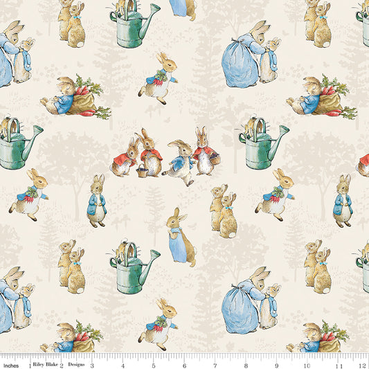 PREORDER ITEM - EXPECTED MAY 2024: Licensed The Tale Of Peter Rabbit Main Cream    C14700-CREAM Cotton Woven Fabric