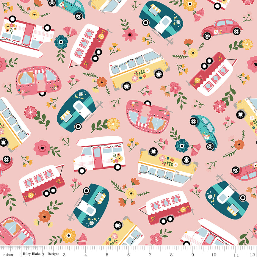 Gone Glamping by Lori Whitlock Main Pink    C14790.PINK Cotton Woven Fabric