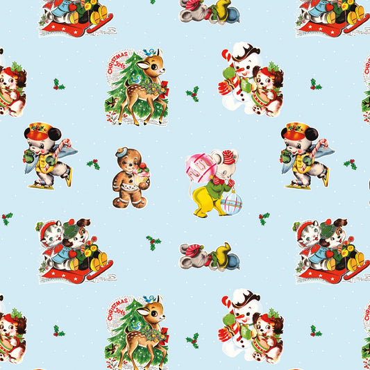 Christmas Joy by Cottage Mama Main Sky C12250R-SKY Cotton Woven Fabric