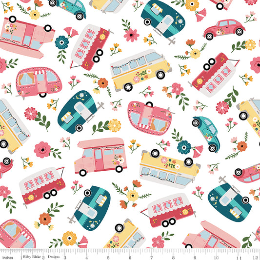 REORDER ITEM - EXPECTED MAY 2024: Gone Glamping by Lori Whitlock Main White    C14790.WHITE Cotton Woven Fabric