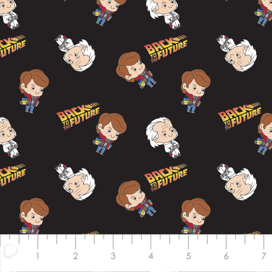 Licensed Back to the Future Marty & Doc Black 96330102-02 Cotton Woven Fabric
