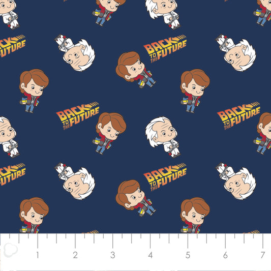 Licensed Back to the Future Marty & Doc Navy 96330102-03 Cotton Woven Fabric