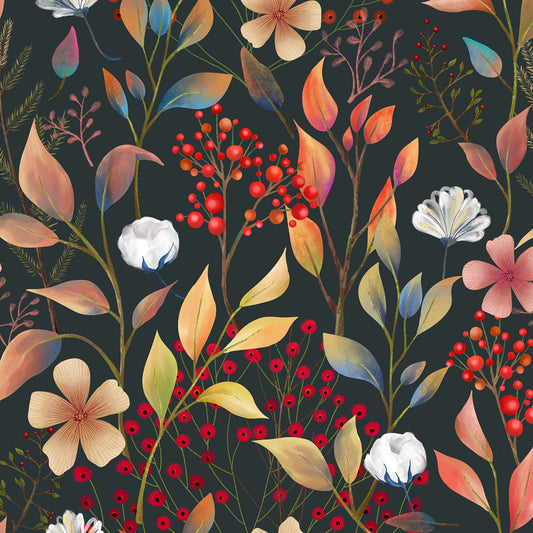 Midnight Flora by Melissa Lowry Meadow Black Digitally Printed  Y3386-3 Cotton Woven Fabric