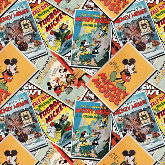 New Arrival: Licensed Disney Character Posters Mickey and Minnie Classic Poster Stack    85271088-01 Cotton Woven Fabric
