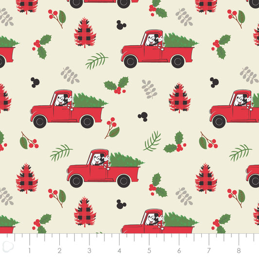 Licensed Character Winter Holiday IV Mickey Rustic Holiday Cream 85271072-01 Cotton Woven Fabric