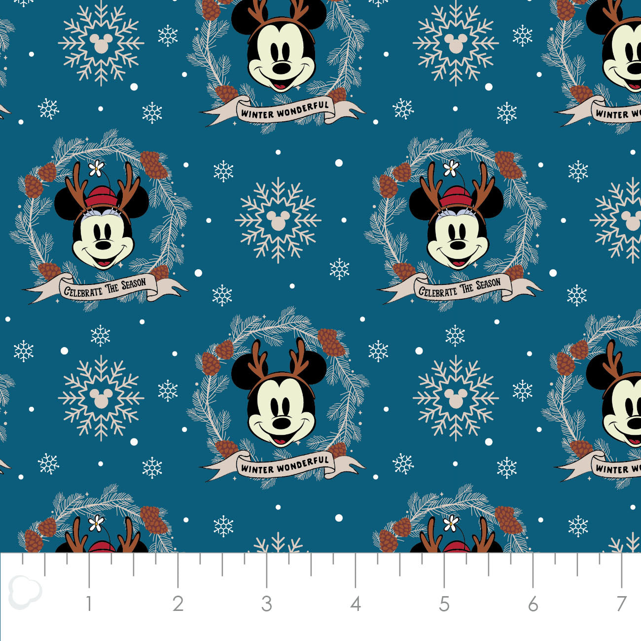 Licensed Character Winter Holiday III Mickey Wreath Navy    85271047-02 Cotton Woven Fabric