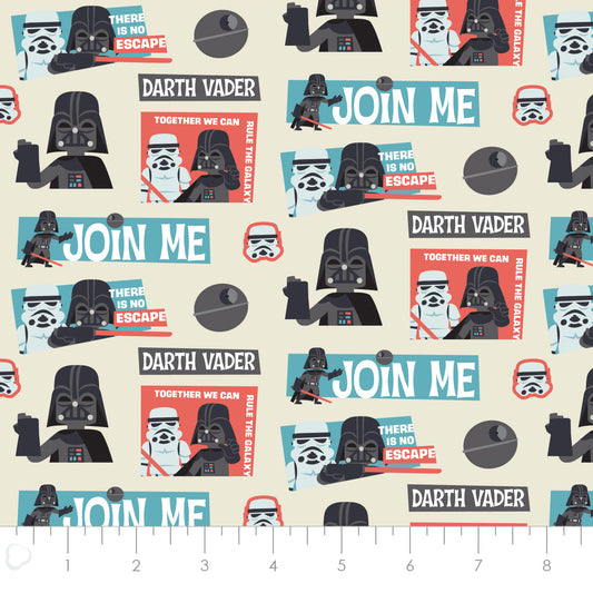 Licensed Star Wars Vader Spotlight Mid-Century Empire Cream 73011414-03 Cotton Woven Fabric