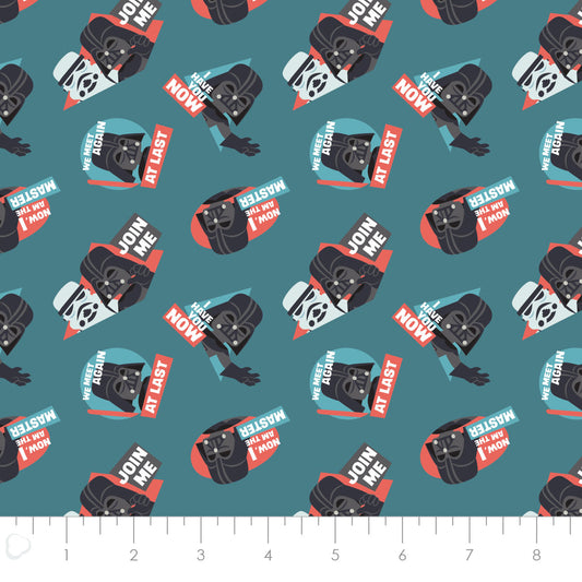 Licensed Star Wars Vader Spotlight MId-Century Empire Toss Blue 73011415-01 Cotton Woven Fabric