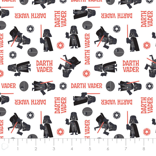 Licensed Star Wars Vader Spotlight MId-Century Sith Lord White 73011416-01 Cotton Woven Fabric