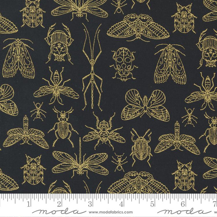 Meadowmere by Gingiber Midnight Insects Night Metallic    48364-34M Cotton Woven Fabric