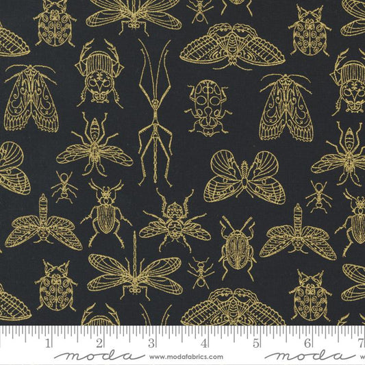 Meadowmere by Gingiber Midnight Insects Night Metallic    48364-34M Cotton Woven Fabric