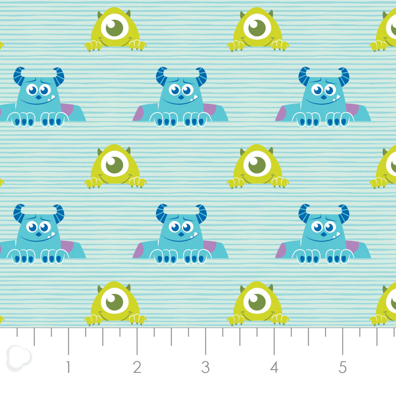 Licensed Monsters, Inc Mike and Sully Stripe Aqua   85300405-01 Cotton Woven Fabric