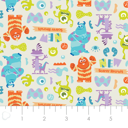 Licensed Monsters, Inc Monsters at Play Cream   85300402-01 Cotton Woven Fabric