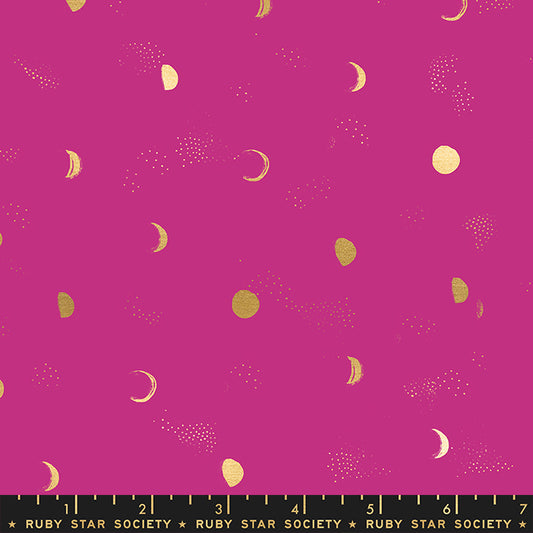 Firefly by Sarah Watts of Ruby Star Society Moon Phase Berry Metallic    RS2073-12M Cotton Woven Fabric