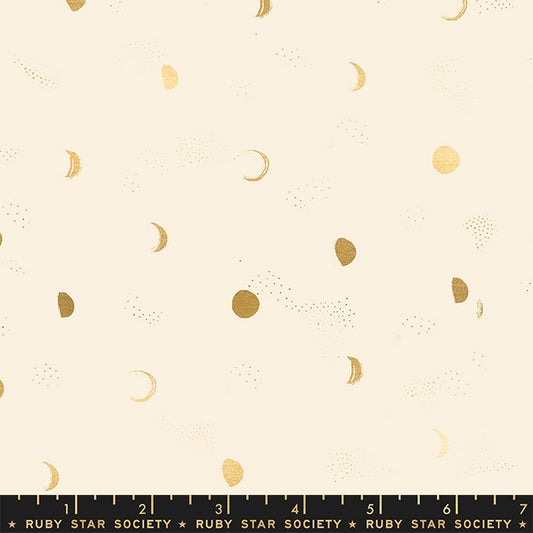 Firefly by Sarah Watts of Ruby Star Society Moon Phase Buttercream Metallic     RS2073-11M Cotton Woven Fabric