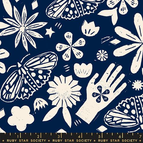 Moonglow by Alexia Marcelle Abegg of Ruby Star Society Moonrise Dream Indigo    RS4077-13 Cotton Woven Fabric