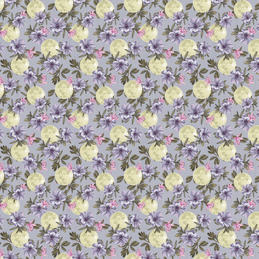 Midnight Rendezvous by Raquel Maciel Moons with Flowers Light Purple    2901-50 Cotton Woven Fabric