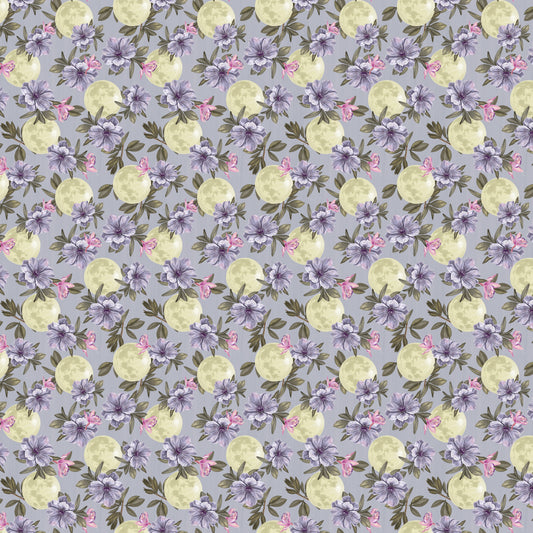 Midnight Rendezvous by Raquel Maciel Moons with Flowers Light Purple 2901-50 Cotton Woven Fabric