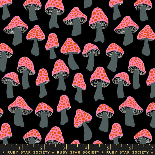Firefly by Sarah Watts of Ruby Star Society Mushroom Black     RS2072-15 Cotton Woven Fabric