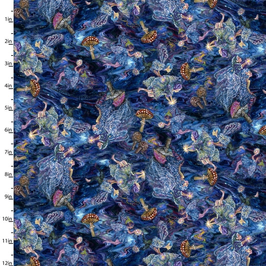 Astral Voyage Digital by Josephine Wall Mushroom Toss    20187-MLT Cotton Woven Fabric