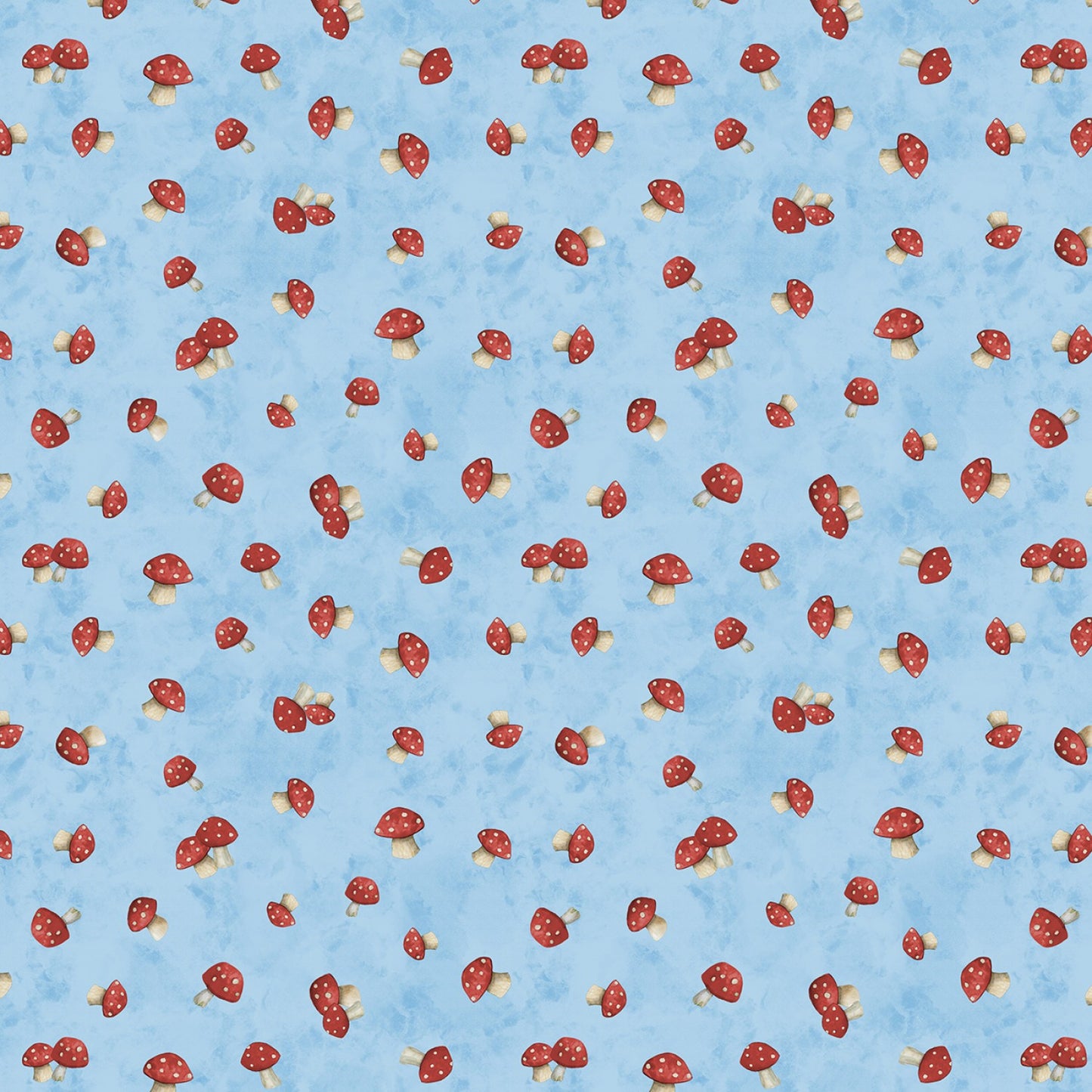 New Arrival: Buzzin with My Gnome-iezz  by Susan Winget Mushroom Toss Blue    39839-431 Cotton Woven Fabric