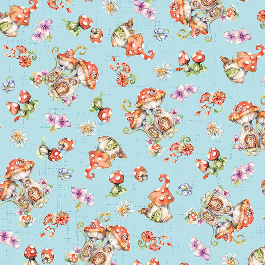 Fairy Garden by Sillier than Sally Designs Mushroom Toss    FAIG5157-B Cotton Woven Fabric