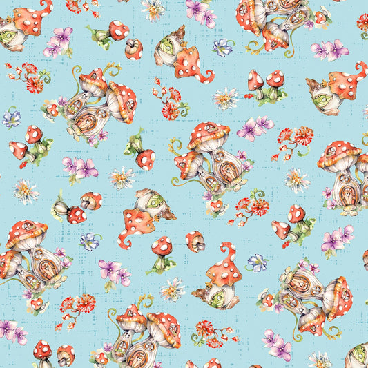 Fairy Garden by Sillier than Sally Designs Mushroom Toss    FAIG5157-B Cotton Woven Fabric