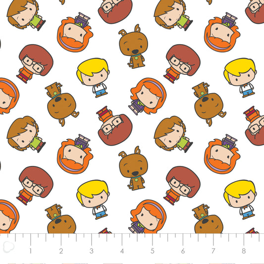 Licensed Scooby Doo Chibi Mystery, Inc White 23700520-01 Cotton Woven Fabric