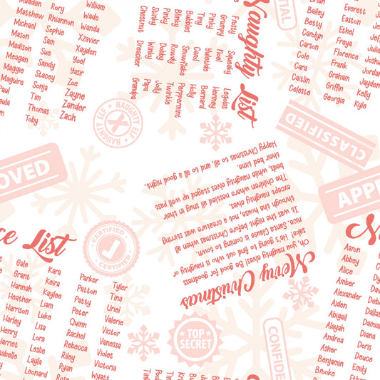 Naughty Elves by Material Girlfriend Naughty List Red    R590350D-RED Cotton Woven Fabric