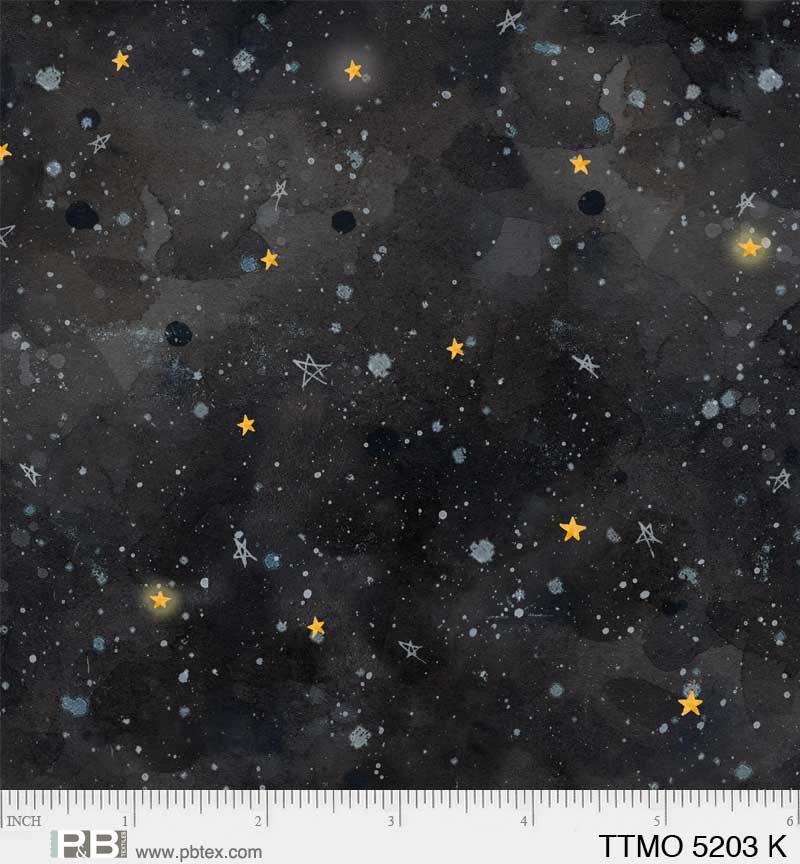 To The Moon by Rachel Nieman Night Sky Black    TTMO5203K Cotton Woven Fabric