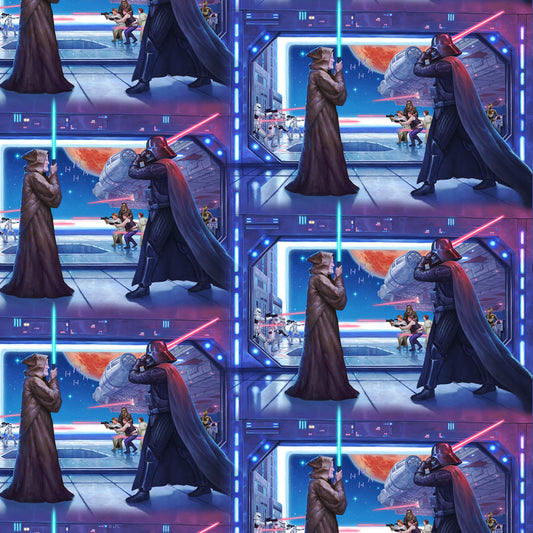 Licensed Epic Lucas Films Digitally Printed Obi Wan Battles ST10031C1 Cotton Woven Fabric