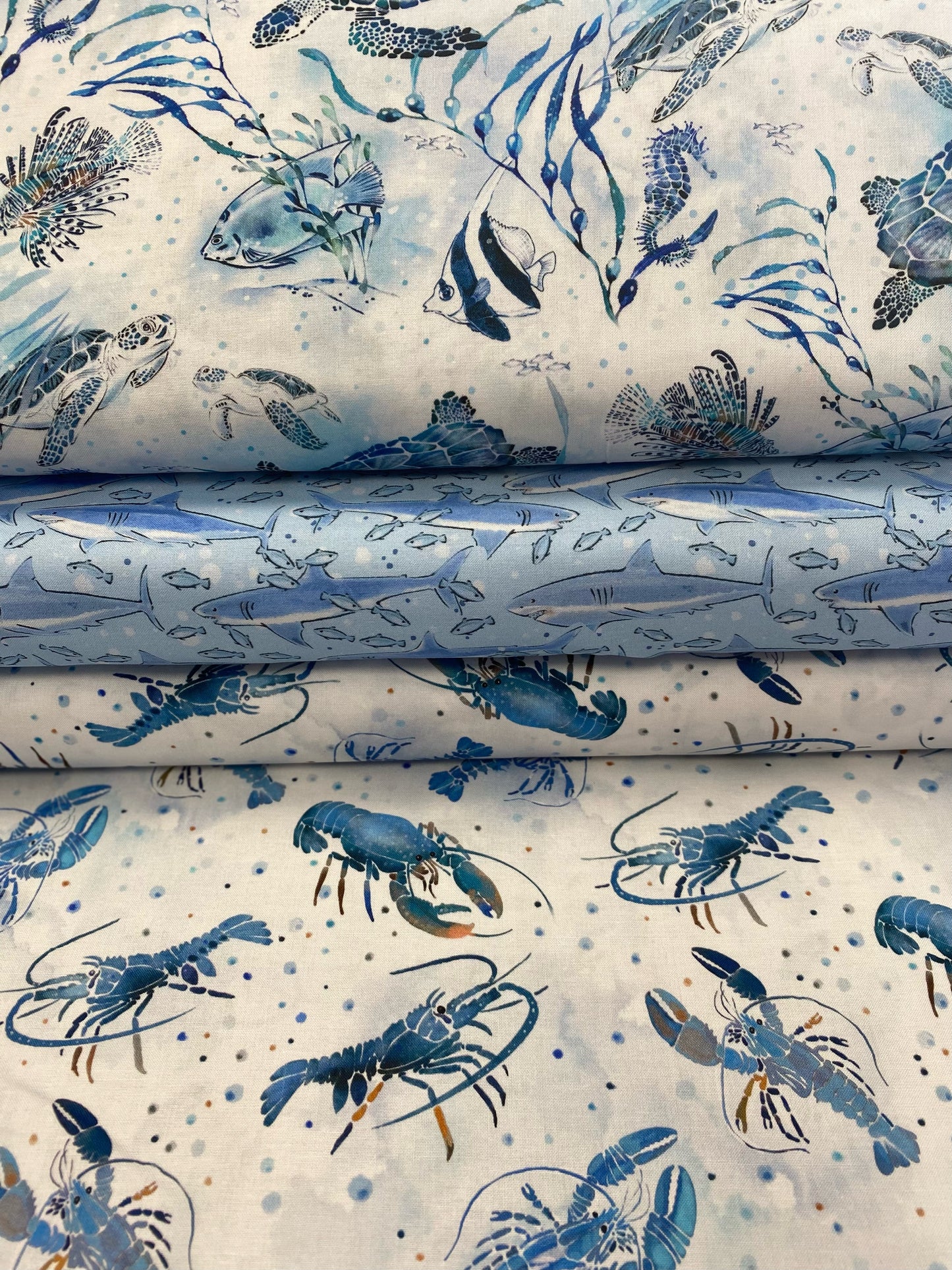 Ocean Blue  Ocean Blue Lobsters White  CD1301-WHITE Cotton Woven Fabric