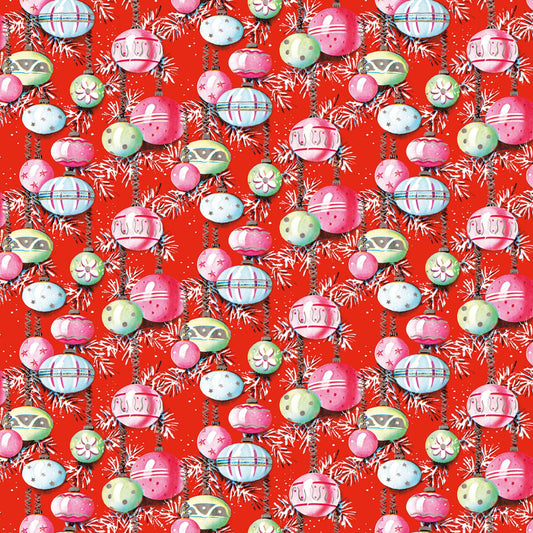 Christmas Joy by Cottage Mama Ornaments Red C12251R-RED Cotton Woven Fabric