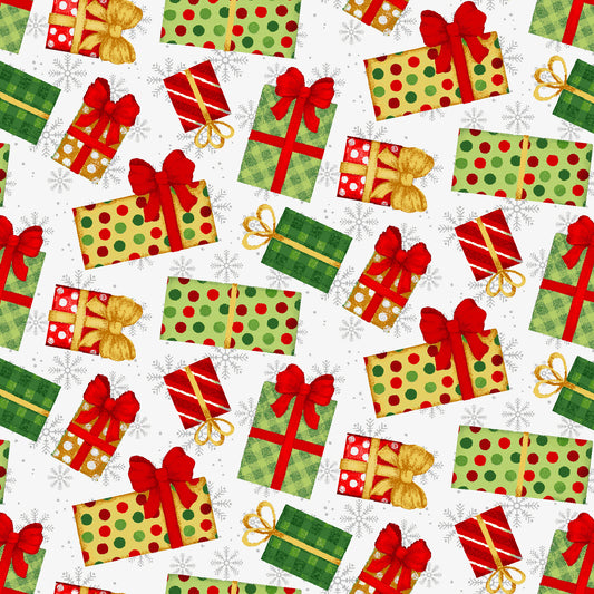 Merry Town by Sharla Fults Packages White 6364-8 Cotton Woven Fabric