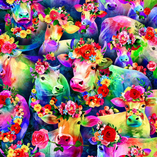 Cosmic Cows Digitally Printed Packed Cows 594741 Cotton Woven Fabric