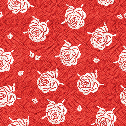 Be Mine Valentine by J. Wecker Frisch Paper Roses Red    C12790R-RED Cotton Woven Fabric