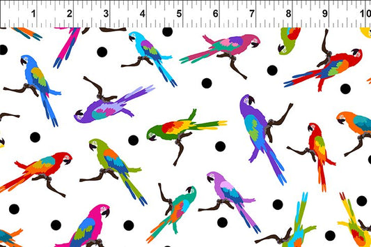 Colorful by Jason Yenter Parrots 3COL-1 Cotton Woven Fabric